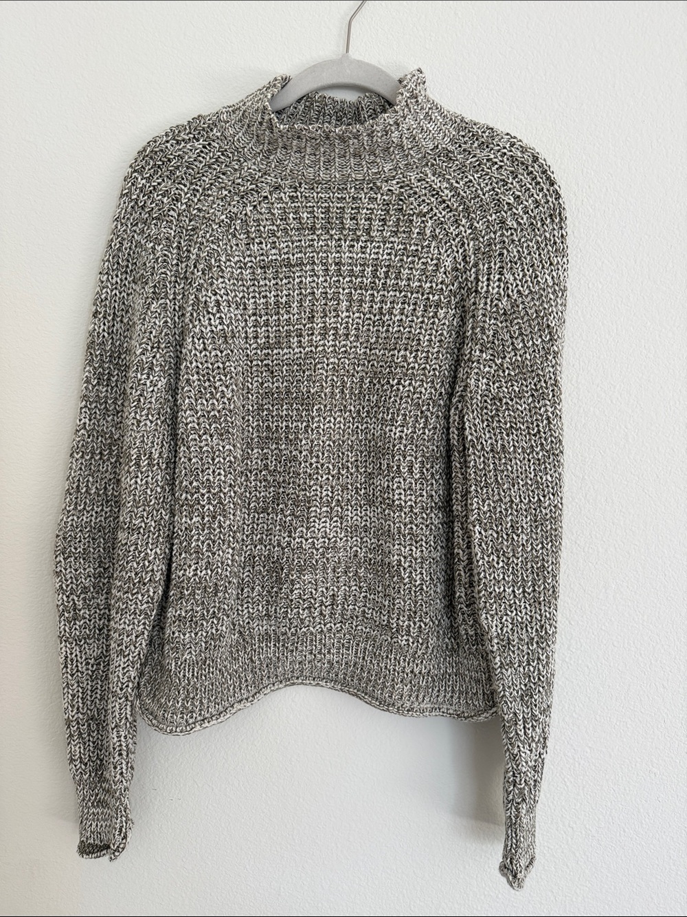 Madewell Marled Green Mock Neck Knit Sweater